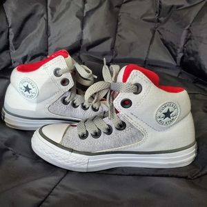 Gray and red kid converse all stars size 10.5